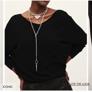 Ba&SH Black V-Neck Batwing Backless Lady Pullover Elsy Sweater Medium Size 6